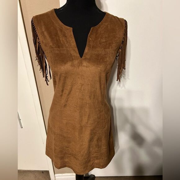 Express Suede Fringe Mini Dress XS - Picture 2 of 4